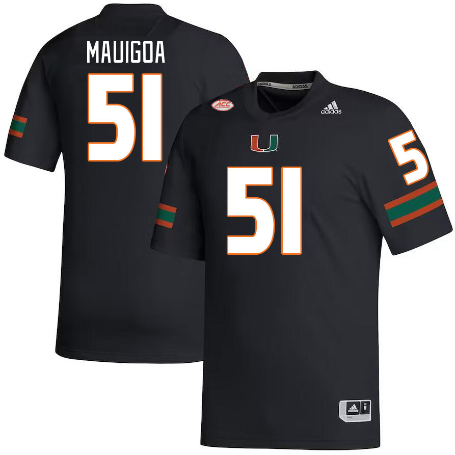 Men #51 Francisco Mauigoa Miami Hurricanes College Football Jerseys Stitched-Black